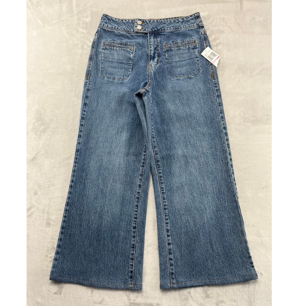 Habitual Wide Leg Jeans Women 6/28 Blue Patch Pocket High Rise Denim NWT